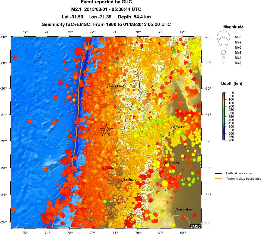 regional depth historical seismicity