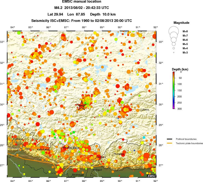 regional depth historical seismicity