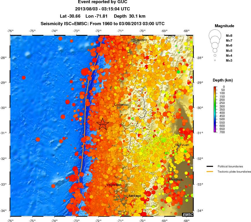regional depth historical seismicity