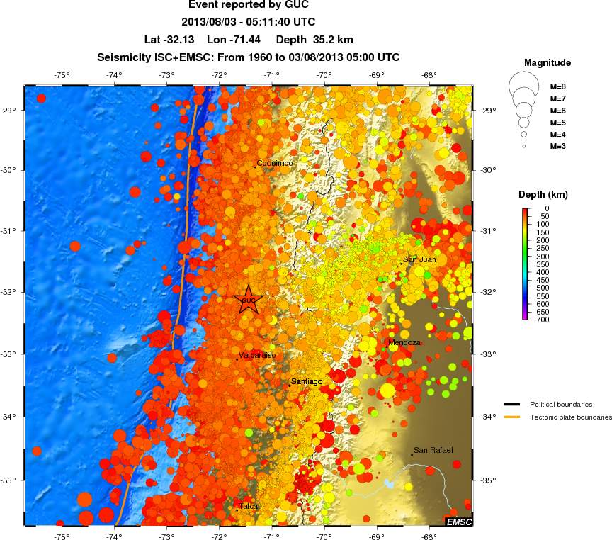 regional depth historical seismicity