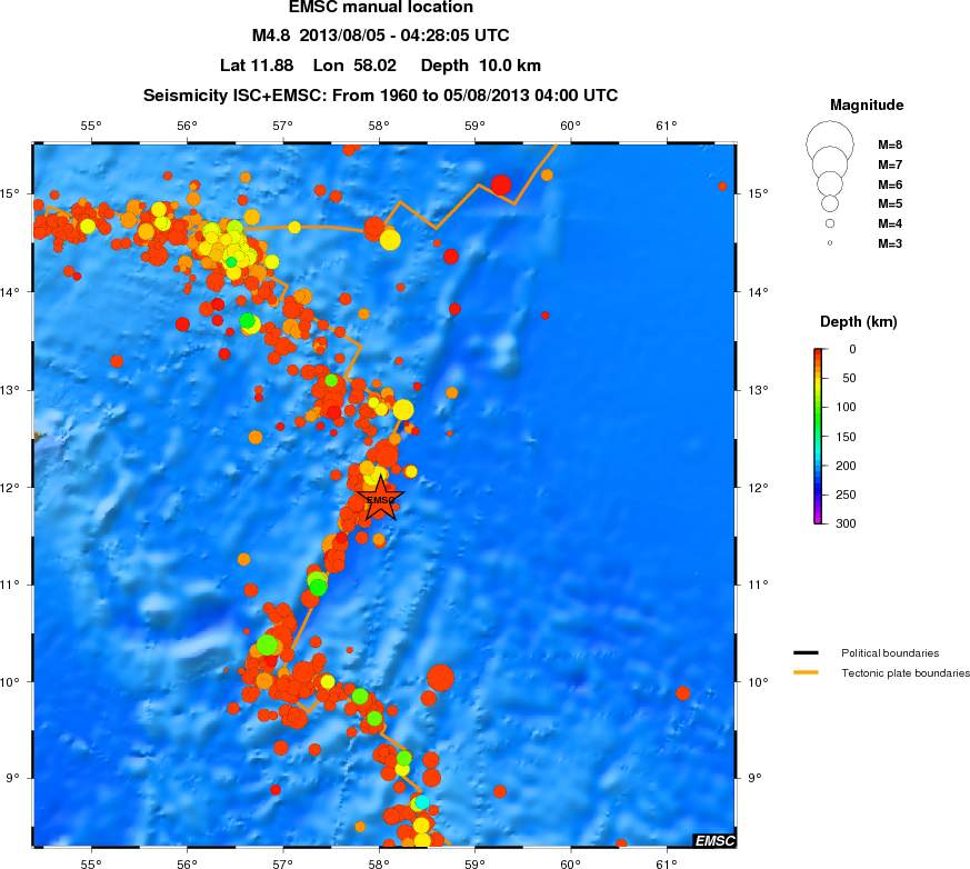 regional depth historical seismicity