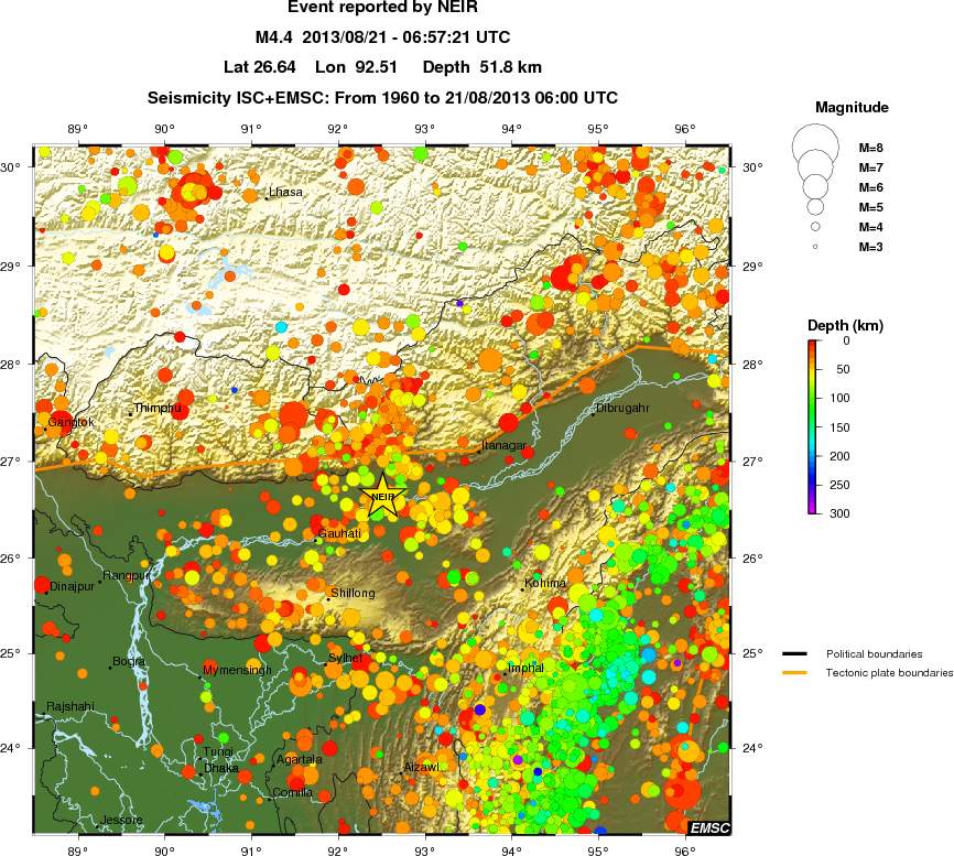 regional depth historical seismicity