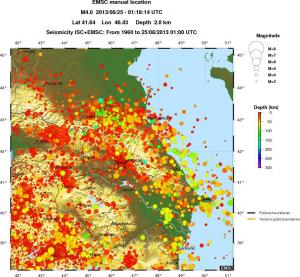 regional depth historical seismicity