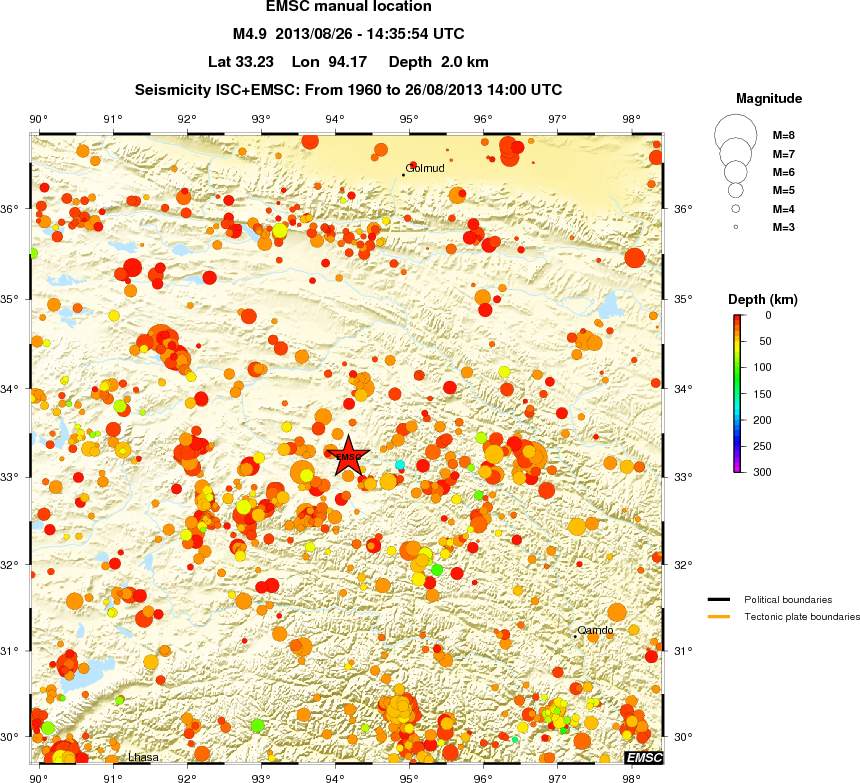 regional depth historical seismicity