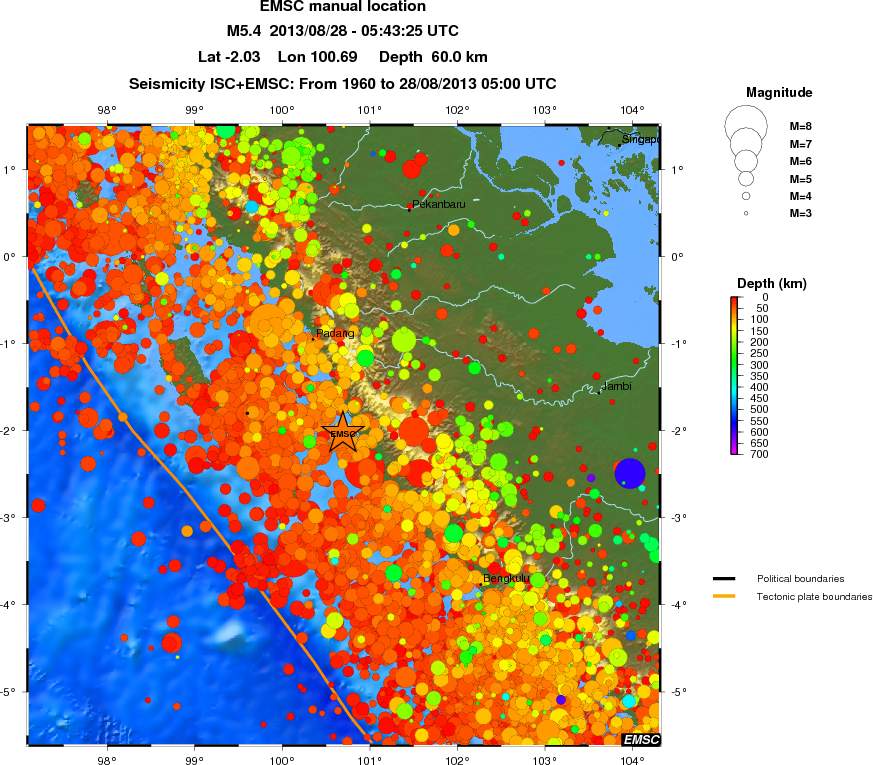 regional depth historical seismicity