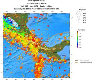 regional depth historical seismicity