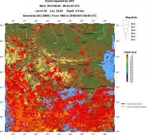 regional depth historical seismicity