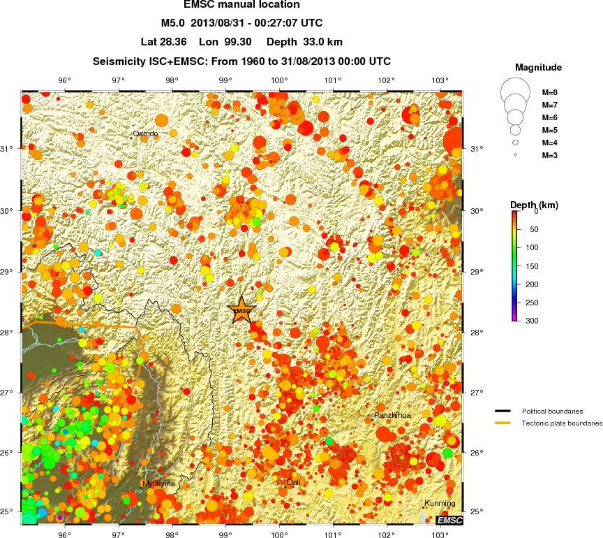 regional depth historical seismicity