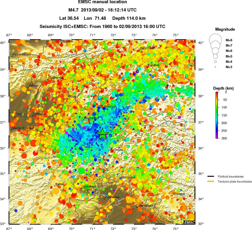 regional depth historical seismicity