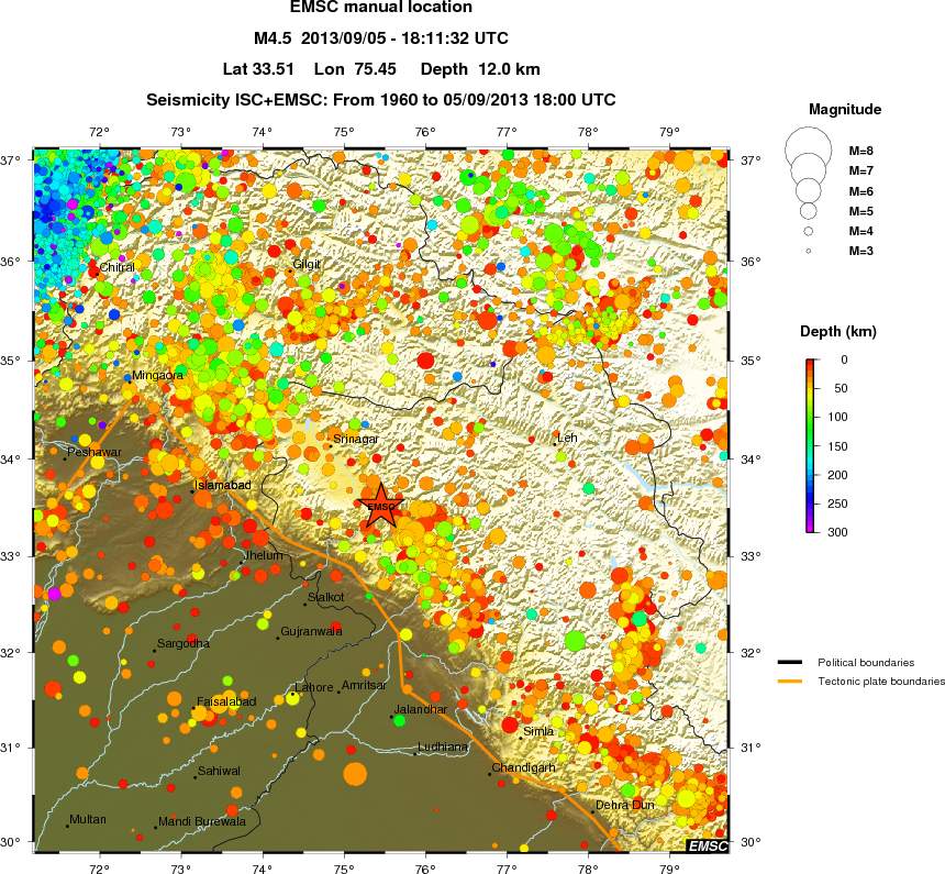 regional depth historical seismicity