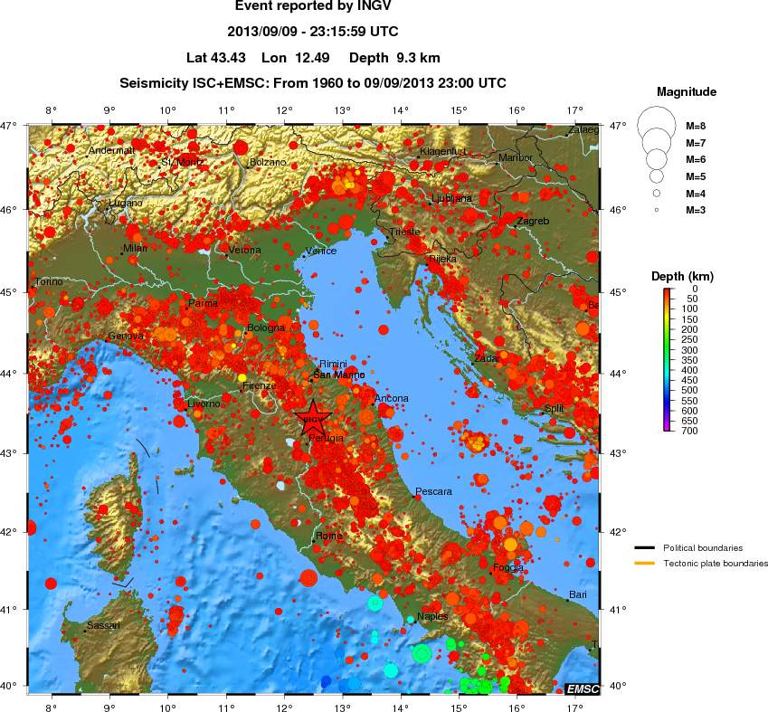 regional depth historical seismicity