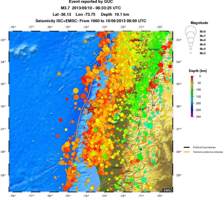 regional depth historical seismicity