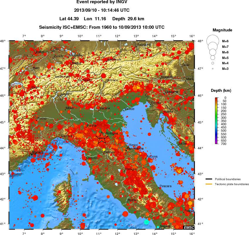 regional depth historical seismicity