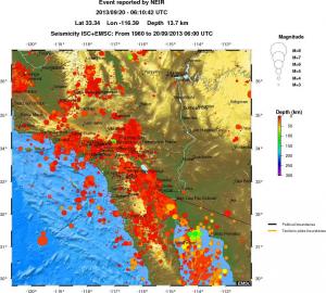 regional depth historical seismicity