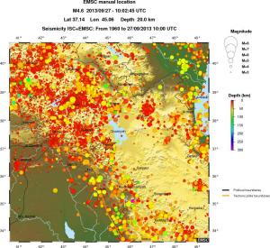 regional depth historical seismicity