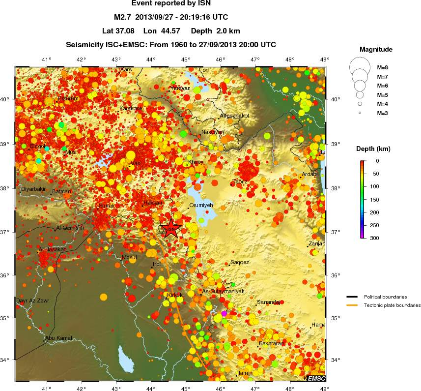 regional depth historical seismicity