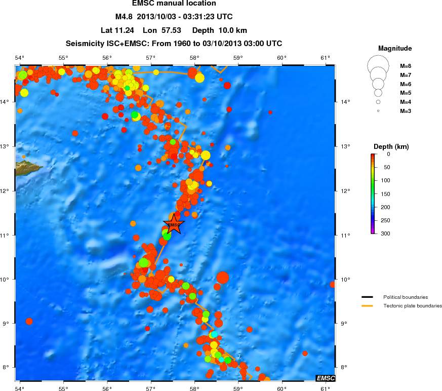 regional depth historical seismicity