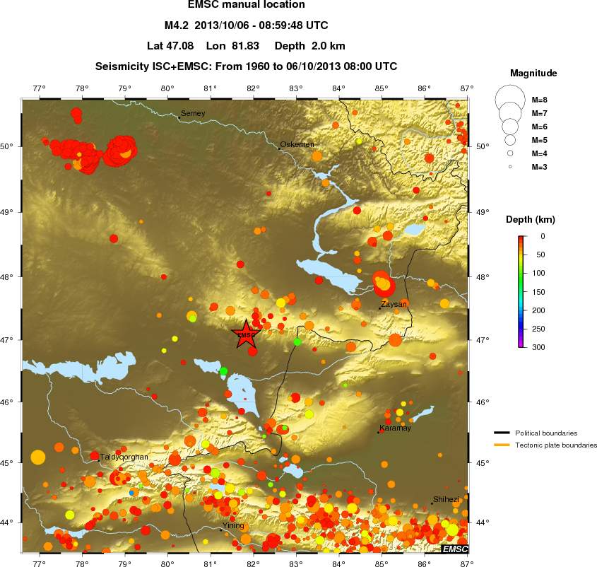 regional depth historical seismicity