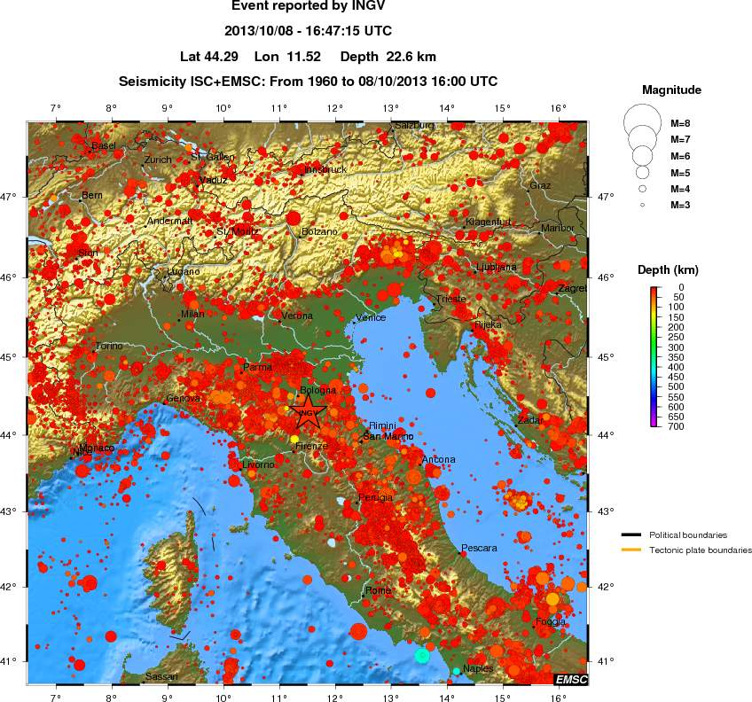 regional depth historical seismicity