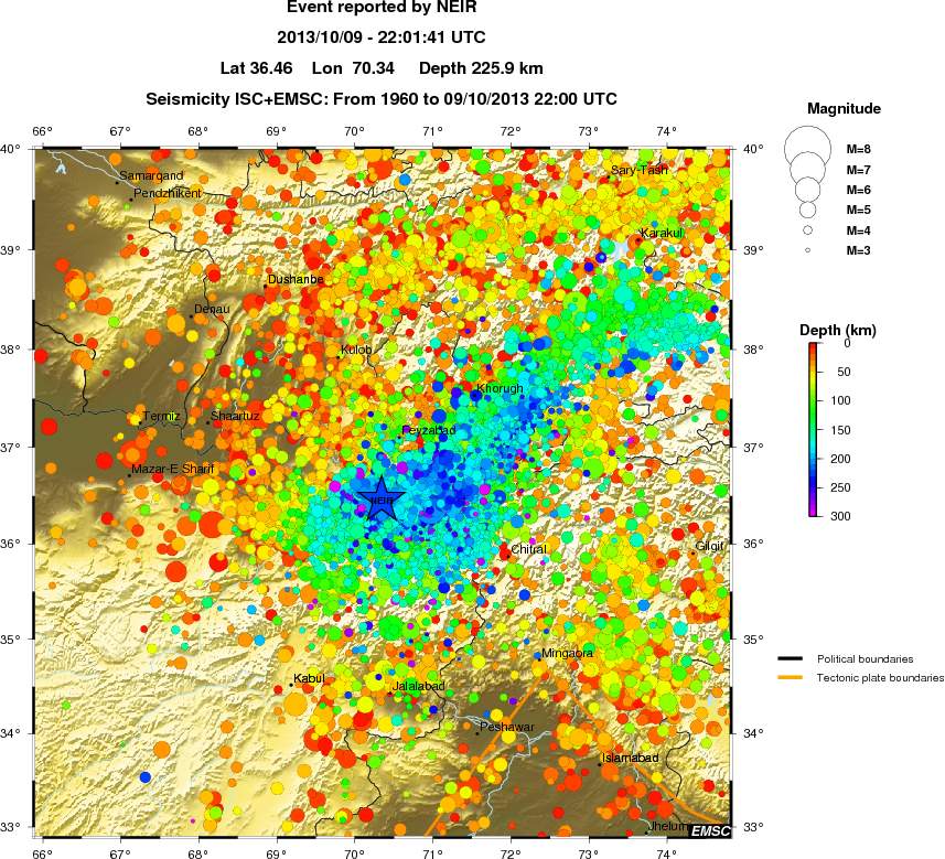 regional depth historical seismicity