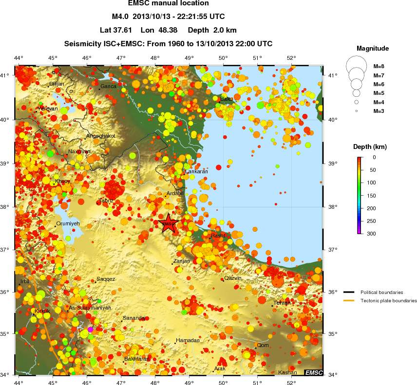 regional depth historical seismicity