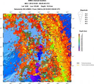 regional depth historical seismicity