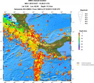 regional depth historical seismicity