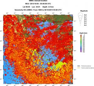 regional depth historical seismicity