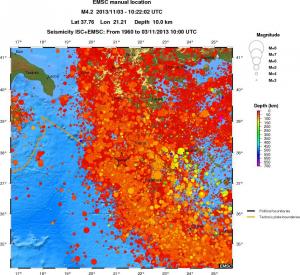 regional depth historical seismicity