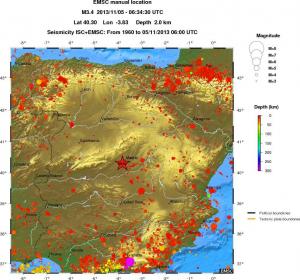 regional depth historical seismicity