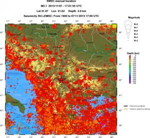 regional depth historical seismicity
