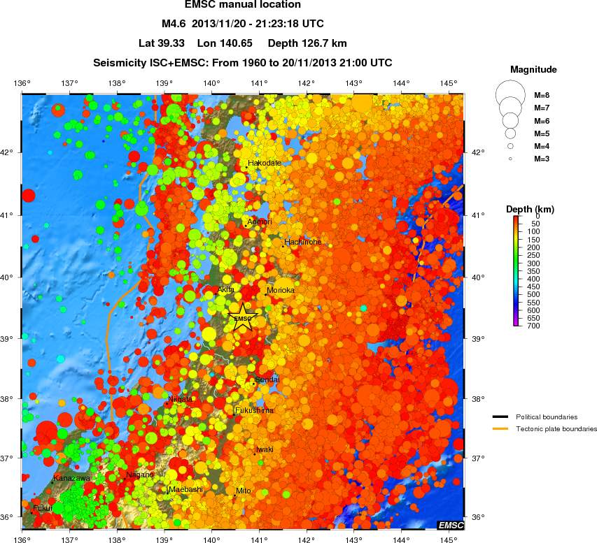regional depth historical seismicity