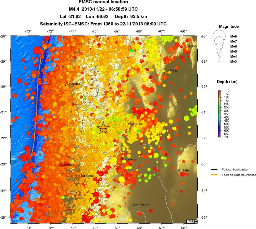regional depth historical seismicity