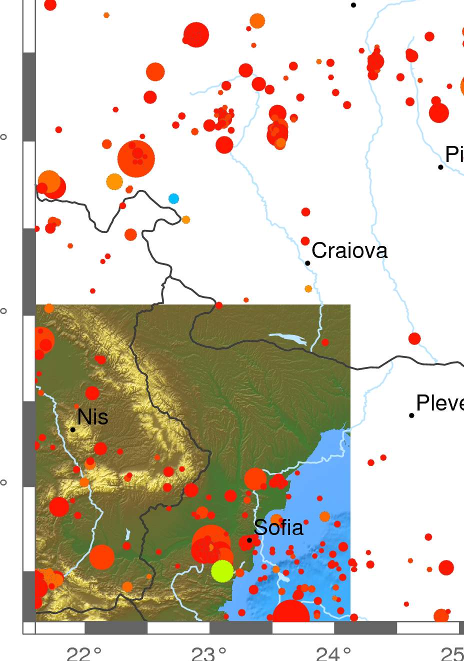regional depth historical seismicity