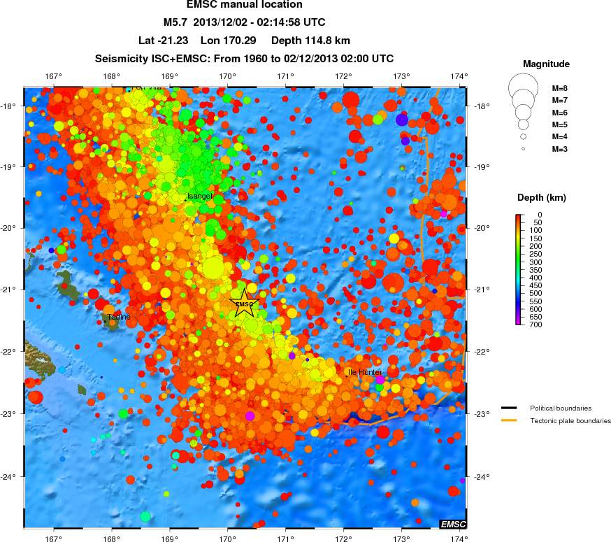 regional depth historical seismicity