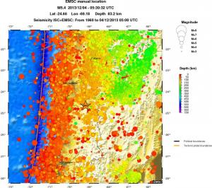 regional depth historical seismicity