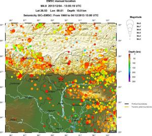 regional depth historical seismicity