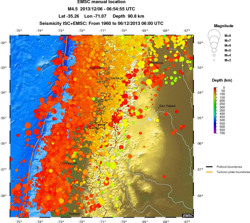 regional depth historical seismicity