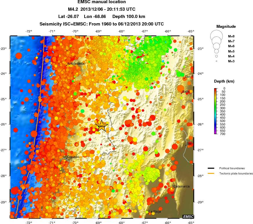 regional depth historical seismicity