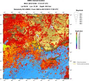 regional depth historical seismicity