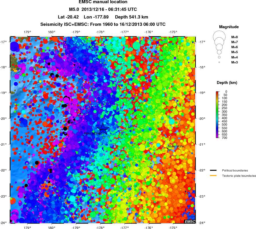 regional depth historical seismicity