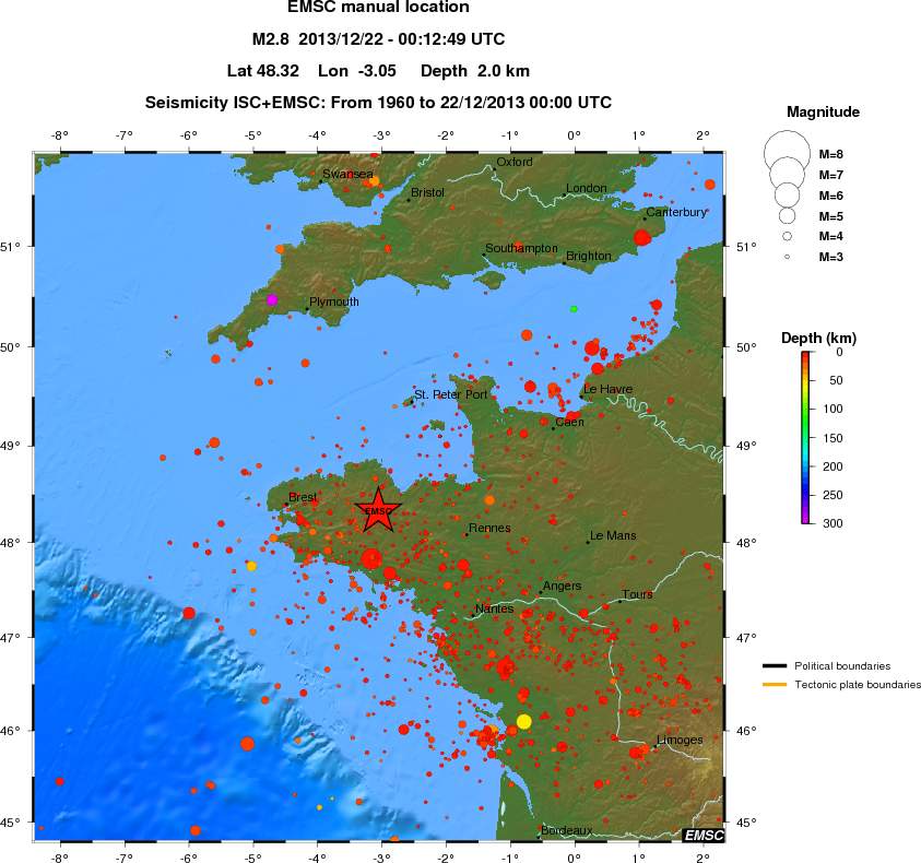 regional depth historical seismicity