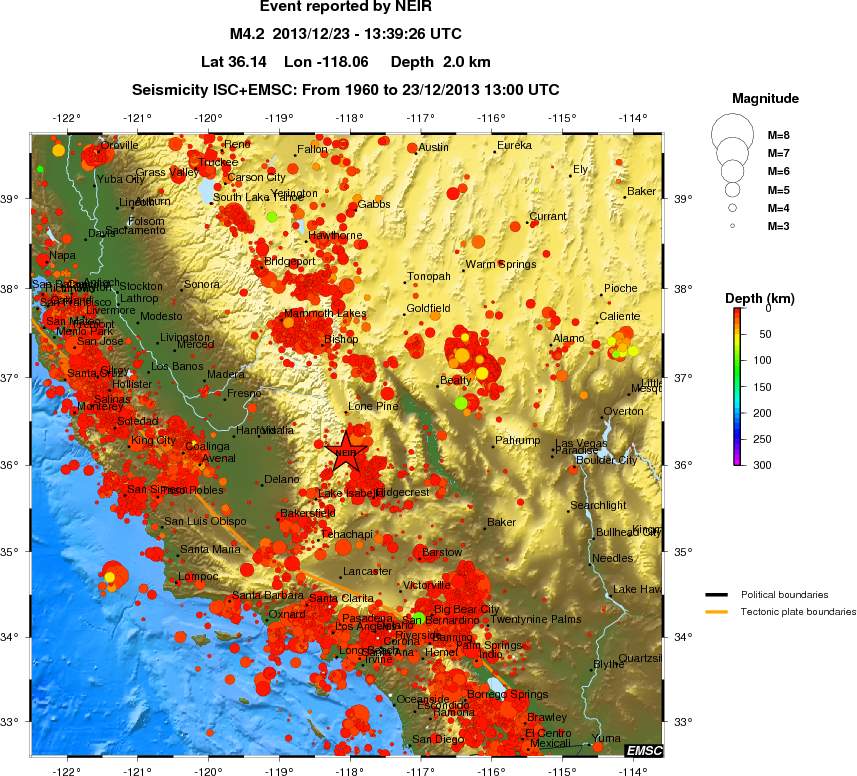 regional depth historical seismicity