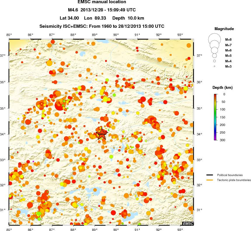 regional depth historical seismicity