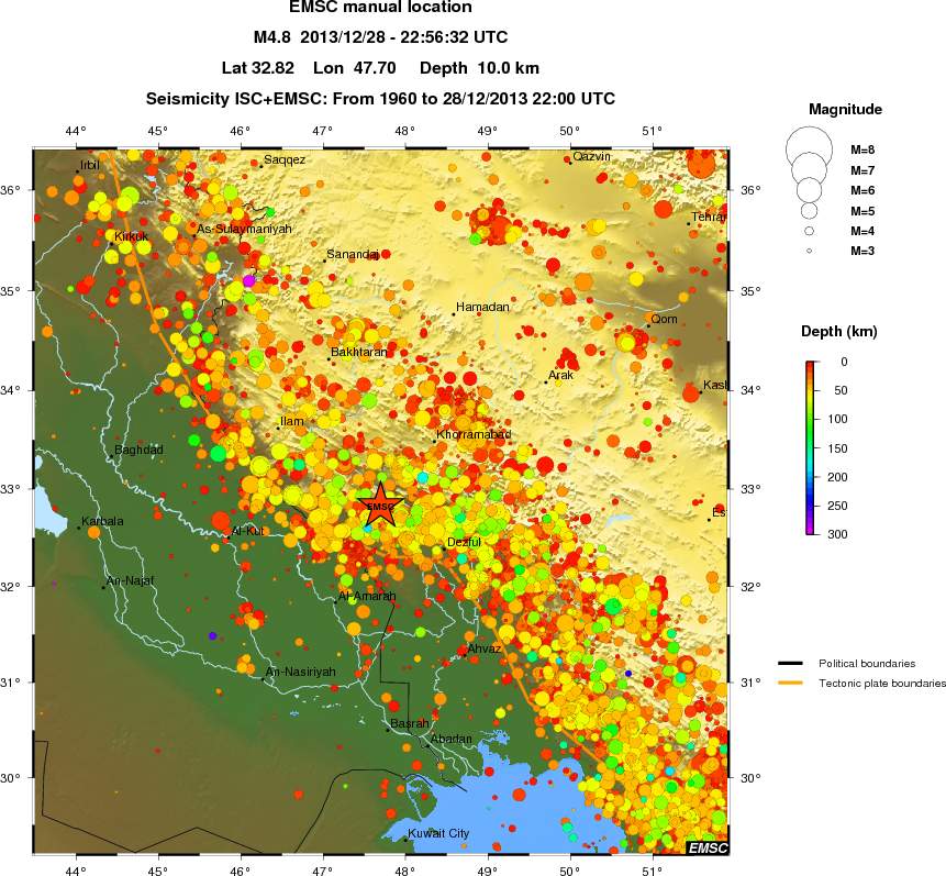 regional depth historical seismicity