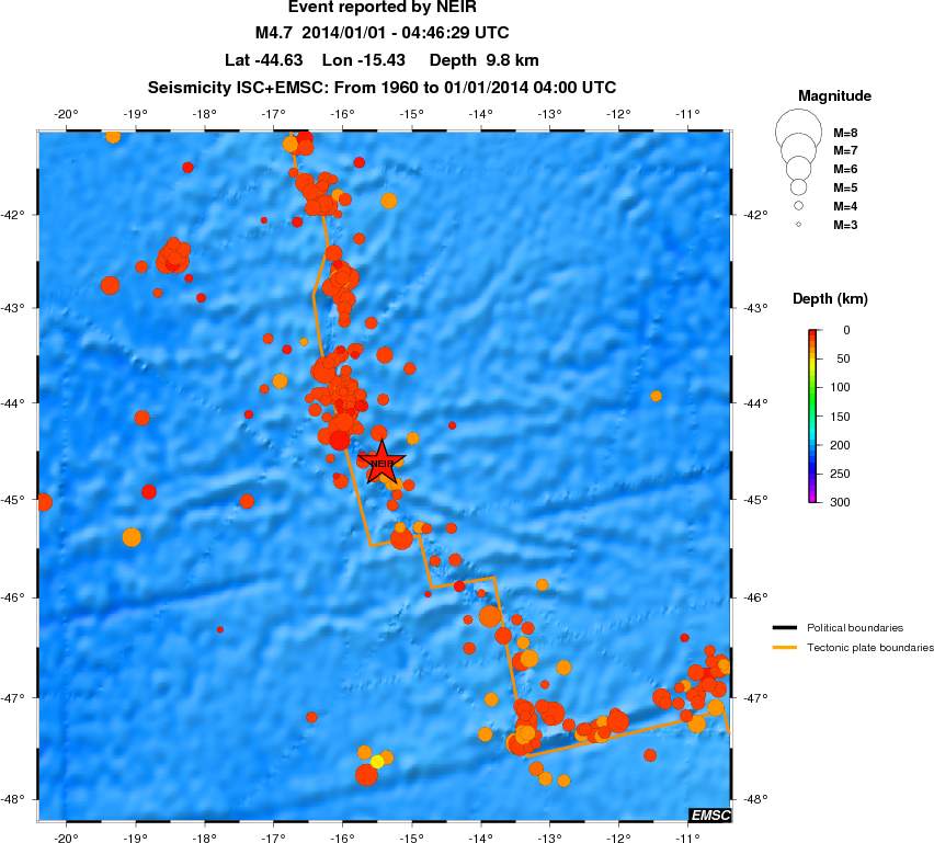 regional depth historical seismicity