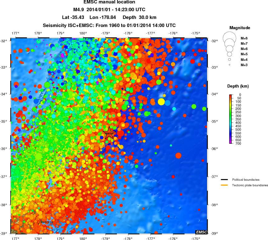 regional depth historical seismicity