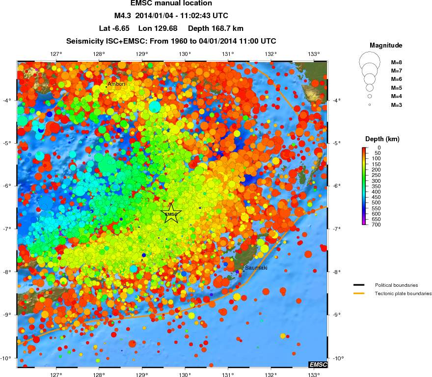 regional depth historical seismicity
