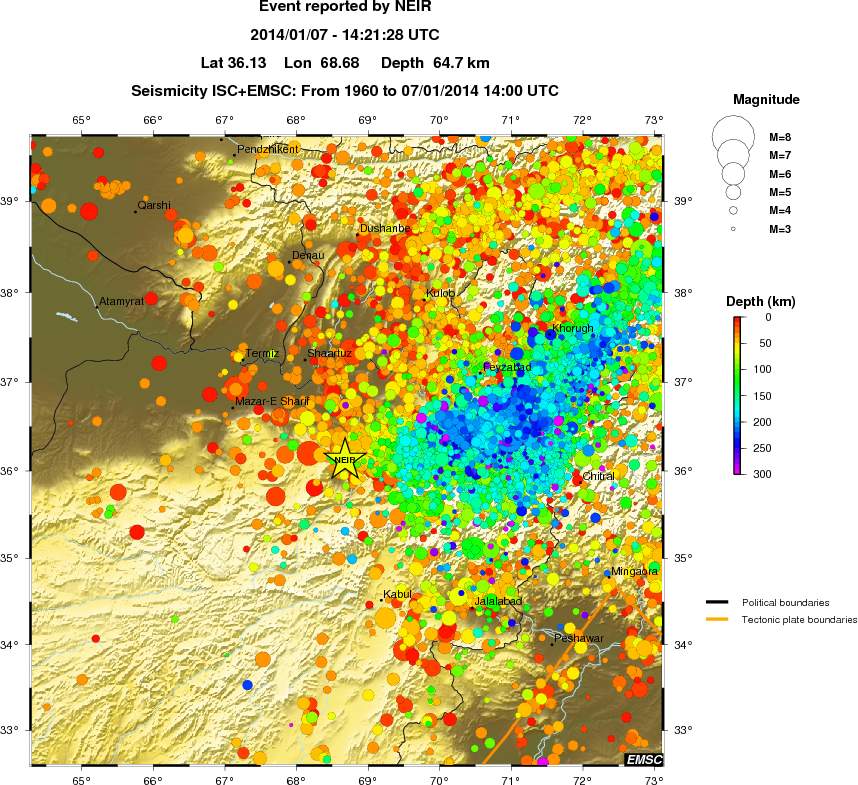 regional depth historical seismicity
