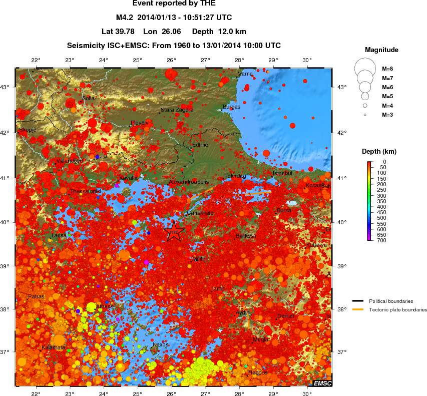 regional depth historical seismicity